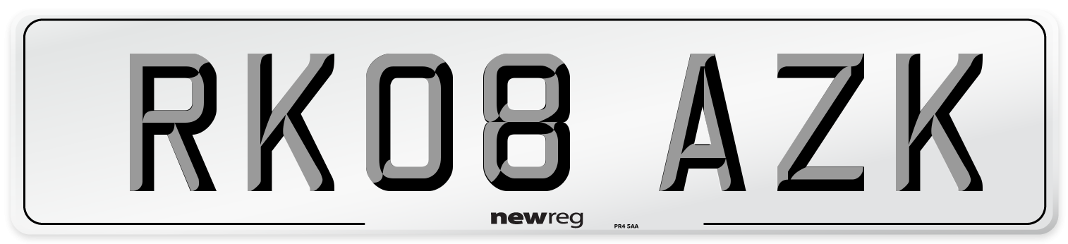 RK08 AZK Number Plate from New Reg